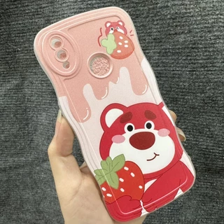 Case ốp lưng Realme 3 pro dẻo gấu dâu lotso siêu dễ thương viền lượn sóng chống sốc bảo vệ camera