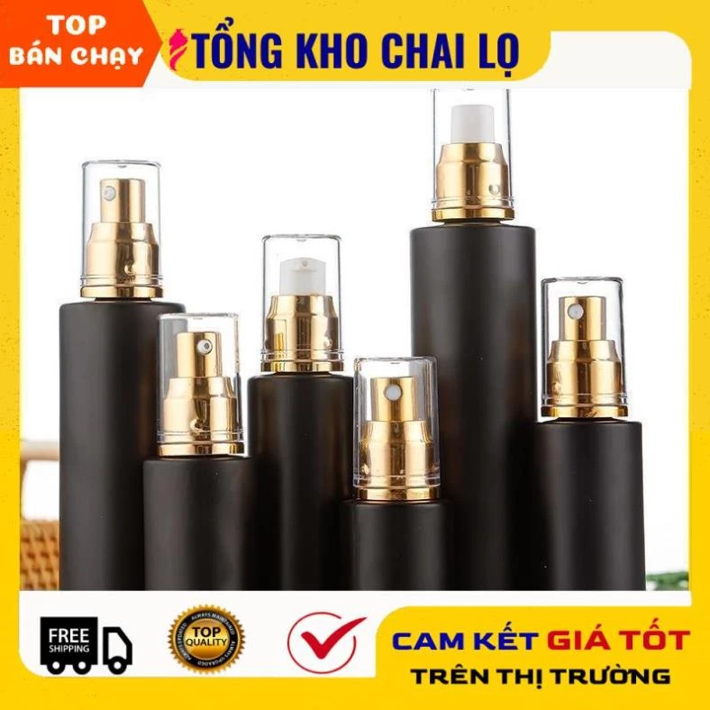 Chai Lọ Chiết Mĩ Phẩm ❤ Chai Lọ Thủy Tinh Xịt Giọt 20ml,30ml,50ml Đen Nhám Chiết Mĩ Phẩm, Serum