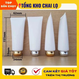 Tuýp Chiết Mỹ Phẩm ❤ Tuýp Nhựa (Tube) 100ml Nắp Hình Tròn Vàng, Bạc Chiết Sữa Rửa Mặt, Dầu Gội, Kem Dưỡng