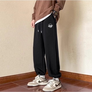 Quần ống rộng Unisex, quần jogger thể thao JTINTOLL có dây rút điều chỉnh mặc 4 mùa vải nỉ cotton dày dặn