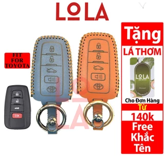 Bao da chìa khóa Toyota Corolla Cross 2022,Camry 2019 2020 2021 2022, Altis 2022 ô tô ốp smartkey bằng da có khắc tên fr