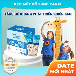 Kẹo mút Canxi và 15 Vitamin Tổng Hợp cho bé. Giúp Xương Răng Chắc Khỏe, Tăng Đề Kháng,Miễn Dịch,Chính hãng Happy Vitamin