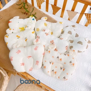 Gối xô lọt lòng cho bé Boona  hình tim tai gấu vải Muslin thời thượng chống méo đầu, êm ái, thoải mái và vui vẻ cho bé n