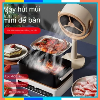 Quạt Hút Mùi Hút Khói Mini Để Bàn Ăn Nhà Bếp Exhaust Fan Desktop (tặng 2 xốp lọc) - phiên bản pin sạc 💯Store VN💯