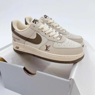 Giày_Nike Air Force 1 Louis Vuitton, Giày Thể Thao Nam Nữ AF1 LV Đế Nâu Bản Best Đầy Đủ Phụ Kiện