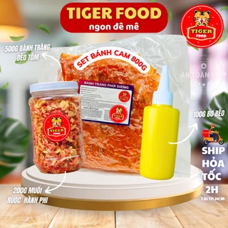 Bánh tráng dẻo tôm TIGER FOOD Bánh tráng cam tép ớt + muối tôm hành phi - Bơ béo  SIÊU NGON - Đồ ăn vặt Sài Gòn