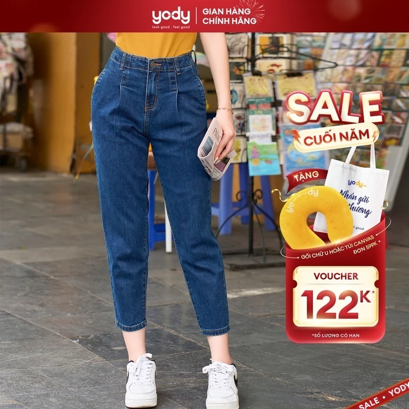 Quần jean baggy nữ YODY lưng cao co giãn tốt tôn dáng phù hợp công sở QJN3076