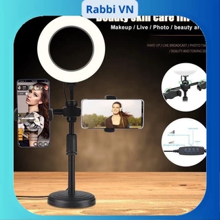 Đèn livestream mini để bàn 2 kẹp điện thoại có 3 màu điều chỉnh nguồn sáng hỗ trợ bán hàng quay tiktok chụp ảnh - Rabbi