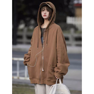 Áo Hoodie nữ zip unisex, khoác bomber nỉ bông Ulzzang , mũ áo trùm đầu 2 lớp, thân 1 lớp BASSIC phong thái Hàn Quốc