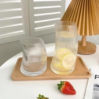 Cốc thủy tinh sọc dáng cong - Phù hợp decor, quán cà phê, nhà hàng,... HỒNG LỘC STORE