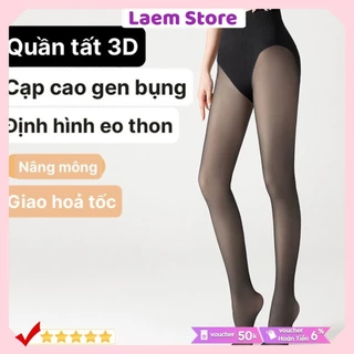 Quần tất 3D cạp cao gen bụng nâng mông che khuyết điểm tạo dáng eo thon 4 màu da, đen, khói, cát cháy