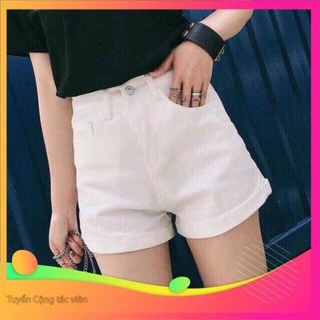 Quần shorts đùi nữ kiểu lật lai chất vải Kaki
