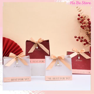 TÚI giấy kèm nơ ruy băng đựng đồ quà tặng The Best For You  (14*6*12cm) - He Be Store