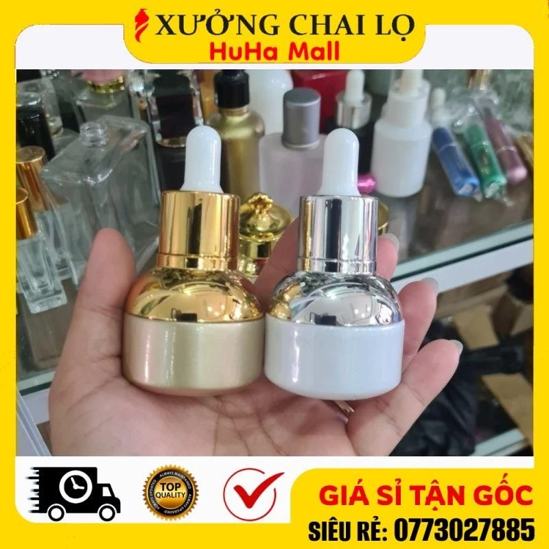 [BUÔN SỈ RẺ] Chai Lọ Đựng Tinh Dầu 20ml Bầu Xi Vàng,Xi Bạc Chiết Serum, Tinh Chất