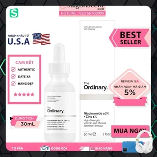 The Ordinary serum Niacinamide 10% + Zinc 1% dưỡng trắng da giảm mụn trứng cá, giảm thâm hiệu quả 30ml -Auth