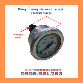 (Pressure Gauge) Đồng hồ đo áp lực máy rửa xe dài 40mm - Dùng được cho máy xịt mini và máy xịt dây đai cao áp