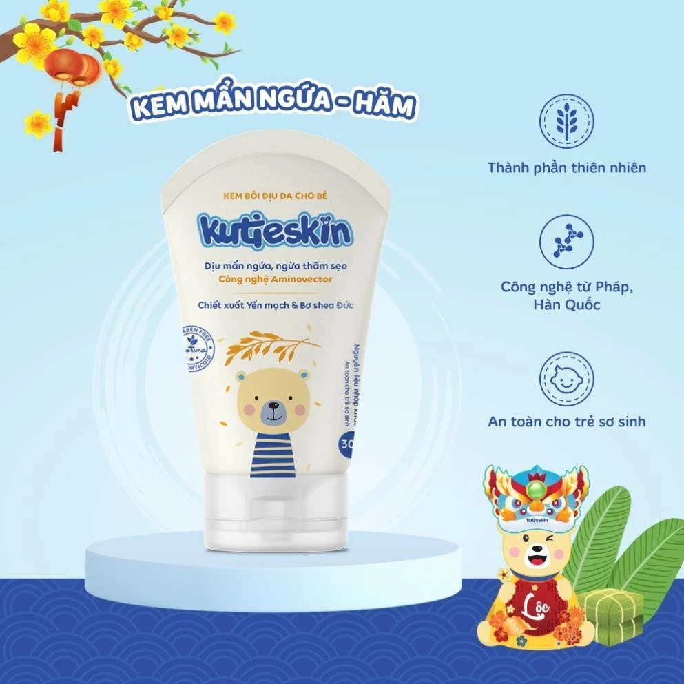 Kem dịu mẩn đỏ, dịu vết ngứa, hăm da, muỗi đốt, côn trùng cắn cho bé Kutieskin 30gr