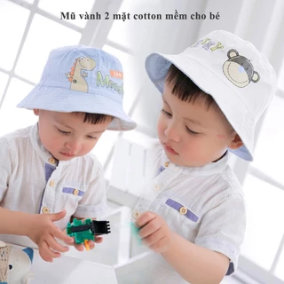 Mũ vành cho bé trai , Mũ cotton 2 mặt trẻ em Miller màu xanh thêu chữ Monter CHEEKY size từ 6 tháng đến 5 tuổi windy