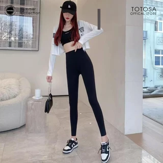 Quần legging nữ dài TOTOSA cotton loại 1 nâng mông lưng co dãn 4 chiều đẹp h1