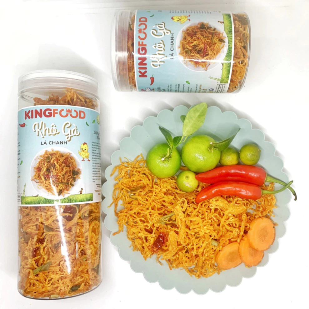 Khô Gà Lá Chanh Thơm Ngon - Chuẩn Vị Hũ 250-1000Gr Ăn Vặt KingFood