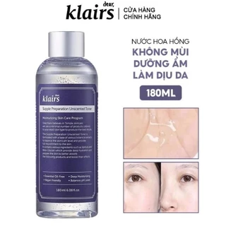 Nước Hoa Hồng Không Mùi Dưỡng Ẩm Da Và Làm Mềm Da Dear Klairs Supple Preparation Unscented Toner 180ml