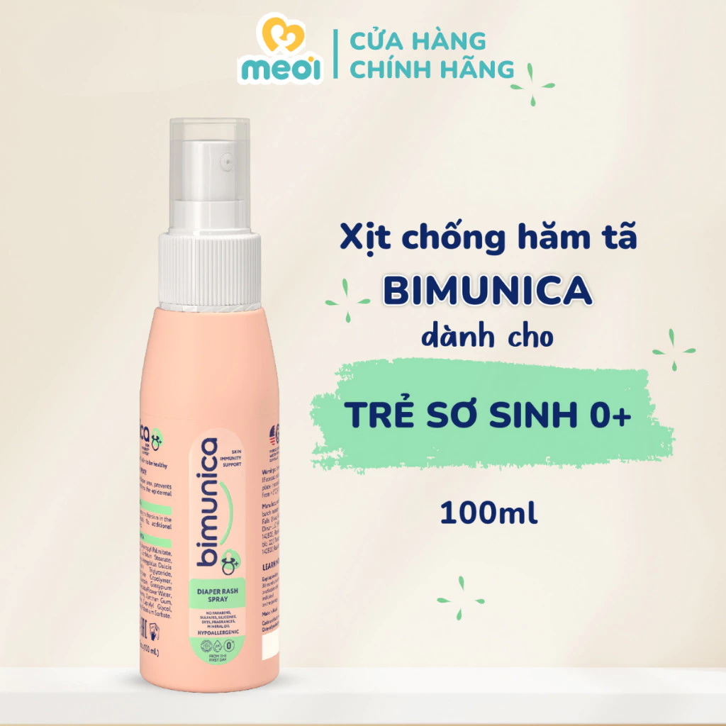 Xịt chống hăm tã Bimunica 100ml dành cho trẻ sơ sinh và trẻ nhỏ