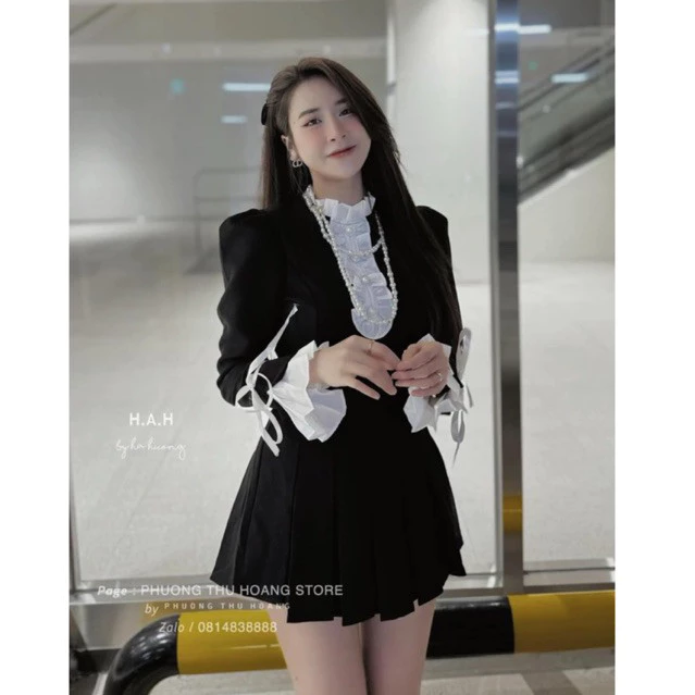 Sét đồ nữ đi chơi váy nữ dự tiệc cưới váy xinh đi chơi khoá sau sang chảnh HN CLOTHING 1068