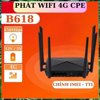 Cục phát wifi 4G, Cục phát wifi 4G LTE B618 có 4 cổng WAN/LAN, 6 ăngten dùng sim phát ra wifi