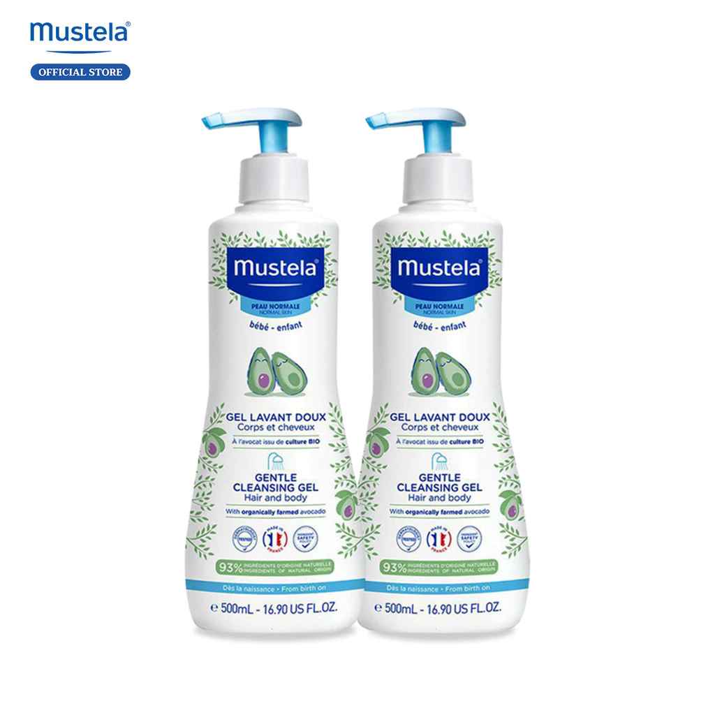 Combo 2 Sữa Tắm Gội Cho Trẻ Sơ Sinh & Em Bé Da Thường Mustela 500ml