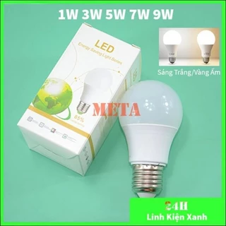 Bóng đèn Led Bulb TRÒN 1W, 3W, 5W, 7W, 9W Sáng Trắng/Vàng Ấm chống nước, tiết kiệm điện, đui vặn E27 (không có hộp)