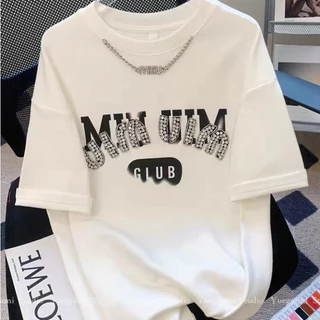 Áo Thun Miu Lồng Cổ Xích ❤ Áo Phông Cotton Dày Dặn Dáng Rộng Phong Cách Hàn Quốc ❤