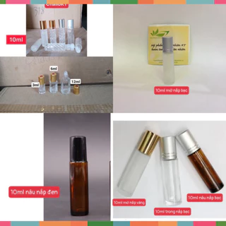 Chai Bi lăn nắp vàng 3ml 6ml 10ml 12ml /bi lăn thuỷ tinh/chai lăn/vỏ chai bi lăn/vỏ chai thuỷ tinh rỗng (Tổng Kho Sỉ)