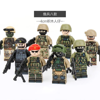 Tương thích với các khối xây dựng quân sự Lego Nhân vật nhỏ Lực lượng đặc biệt hiện đại Giáo dục lực lượng Alpha của quân đội Nga