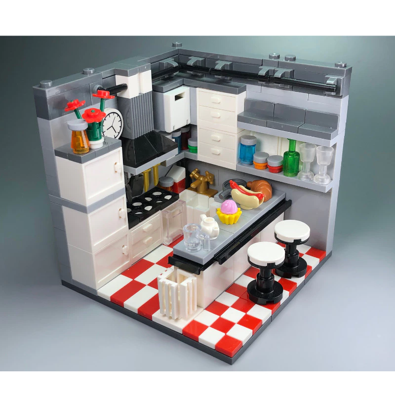Moc Trong Nước Hạt Nhỏ Khối Xây Dựng Đồ Chơi Minifigures Trang Trí Nhà Cửa Cảnh Nhỏ Nhà Bếp Xây Dựng Tương Thích Lego
