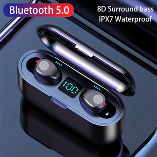 Tai nghe bluetooth F9 TWS 5.0 bản Quốc tế không dây cảm ứng chống nước IPX5, chống ồn tích hợp sạc dự phòng 2500mAh HOT