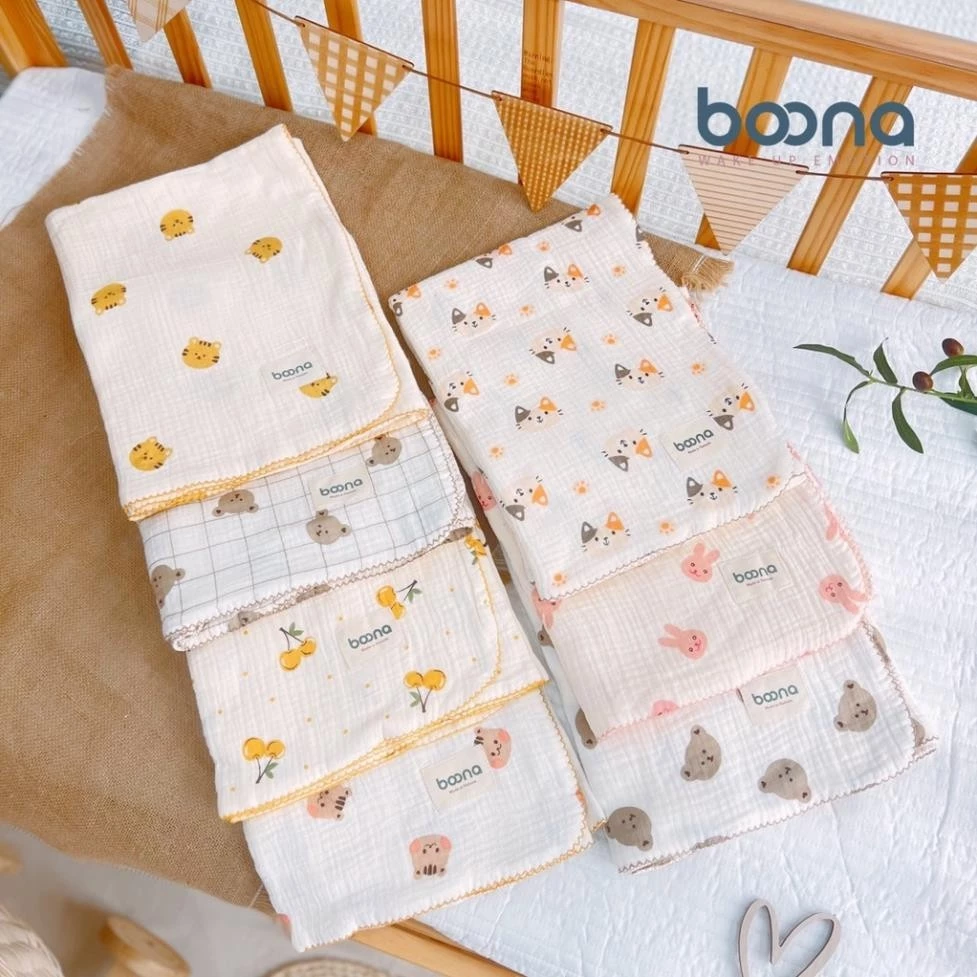 Khăn tắm xô Muslin sợi tre BOONA , KOALA chính hãng 2 lớp, 4 lớp đa năng cho bé