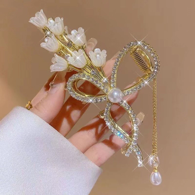 Kẹp Tóc Càng Cua Đính đá Ngọc Trai Giả Bằng Kim Loại RaNa Thời Trang Đẹp Hàn Quốc Cho Nữ hơn 30 mẫu