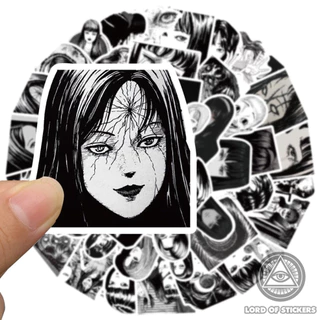 Set 50 Miếng Dán Hình Truyện Tranh Kinh Dị Junji Ito Sticker Anime Manga Trang Trí Mũ Bảo Hiểm, Điện Thoại, Laptop, Sổ