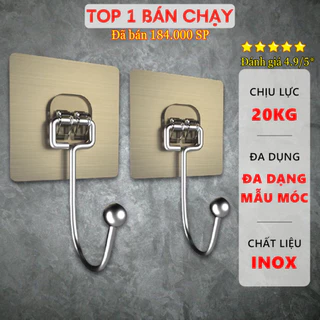 Móc dán tường inox 304 loại 1 phủ NANO bạc chịu lực đến 20kg Bảo hành 12 tháng - MÓC ĐƠN TO ĐẠI