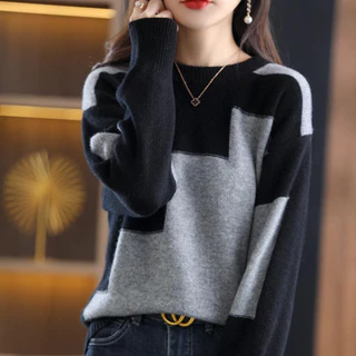 Áo sweater Dệt Kim Tay Dài Dáng Rộng