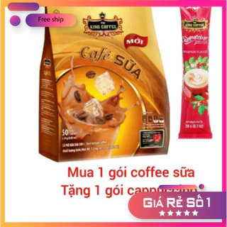 (Sỉ lẻ) Café SỮA hòa tan KING COFFEE - Túi 50 gói x 24 g (1,2 Kg) [tách lẻ có HĐ nhập]