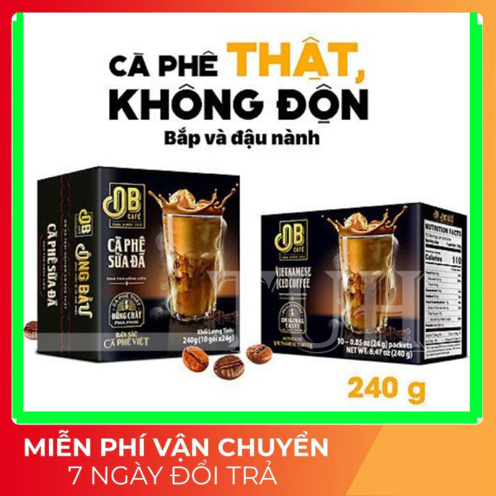 (Sỉ rẻ) [Hộp 10 Gói 24g]Cà Phê Sữa Đá Ông Bầu, cà phê ob, ob cafe-TUH Store