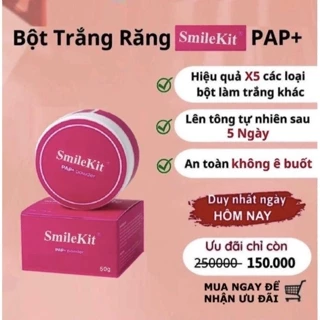 Bột Trắng Răng SmileKit - Công Thức PAP+ An Toàn Hiệu Quả Sử Dụng Hàng Ngày (Hũ 50g)