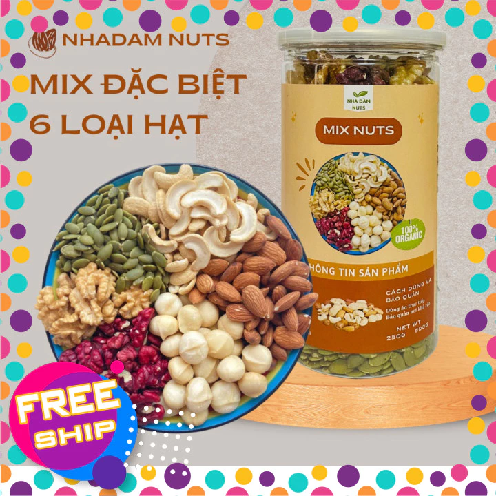 Hạt Dinh Dưỡng Mix 6 Loại Hạt, Ngũ Cốc Siêu Hạt Granola Mix Hạt Cao Cấp - Mixed Nuts