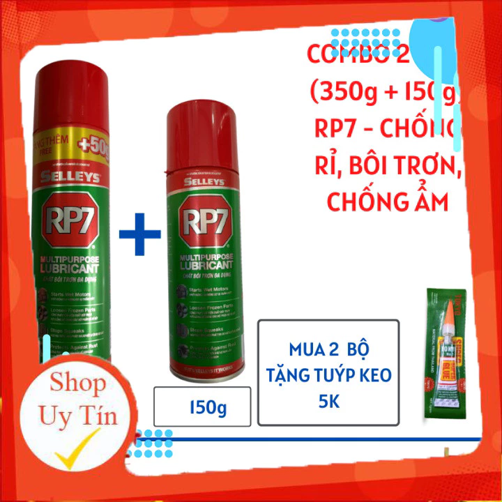 (Hàng chuẩn giá rẻ) [Freeship+Quà] COMBO 2 Chai xịt chống rỉ, bôi trơn, Dầu chống rỉ bôi trơn RP7 (350gr +150gr - 704ml)