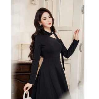 Váy Cổ Cut Out Vạt Thắt Đính Khuy Đá ANA' DRESS T368