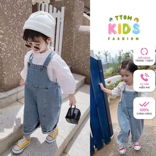 Quần yếm jeans xanh cho bé, yếm bò dài cho bé trai bé gái từ 1 - 5 Tuổi phong cách Hàn Quốc siêu xinh Y2 Ttom.kids