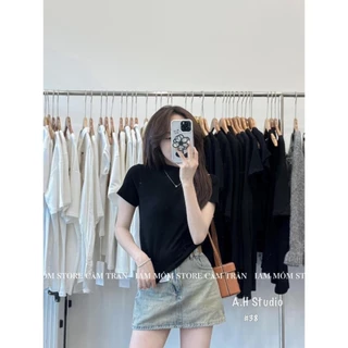 29 Áo Thun Nữ Cộc Tay Cổ Tròn, Áo Thun Nữ Trơn Dáng Ôm Babytee