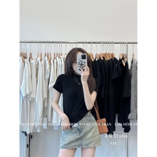 25 Áo Thun Nữ Cộc Tay Cổ Tròn, Áo Thun Nữ Trơn Dáng Ôm Babytee