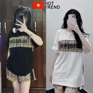 Áo phông BBR phối kẻ chữ ngực HOTTREND - Áo thun tay lỡ nam nữ unisex freesize form rộng 65kg chất cotton đẹp cháy phố